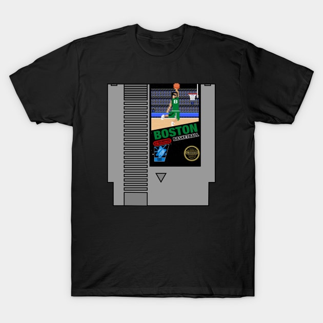 Boston Basketball 8 bit pixel art cartridge design T-Shirt by MulletHappens